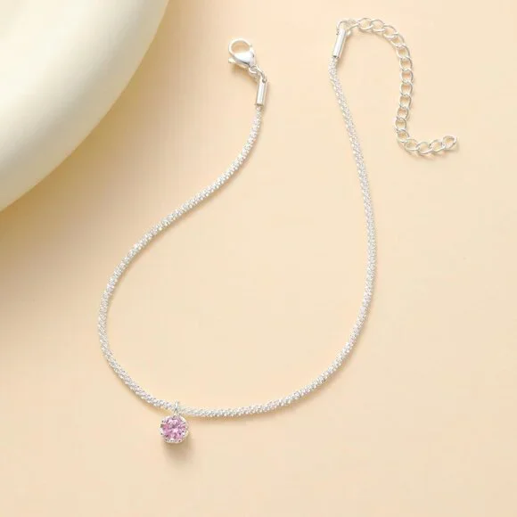 Chic Octobers' Birthstone Anklet – Sparkling Silver & Waterproof for Daily Style - Picture 7 of 7